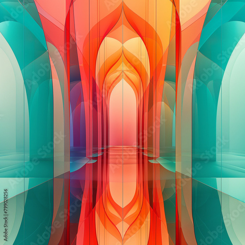The colorful abstract, symmetrical, minimalist 