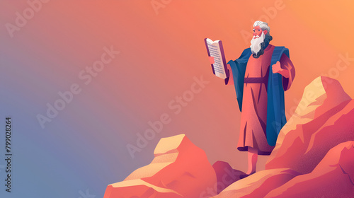 A picture of Moses being given the Ten Commandments