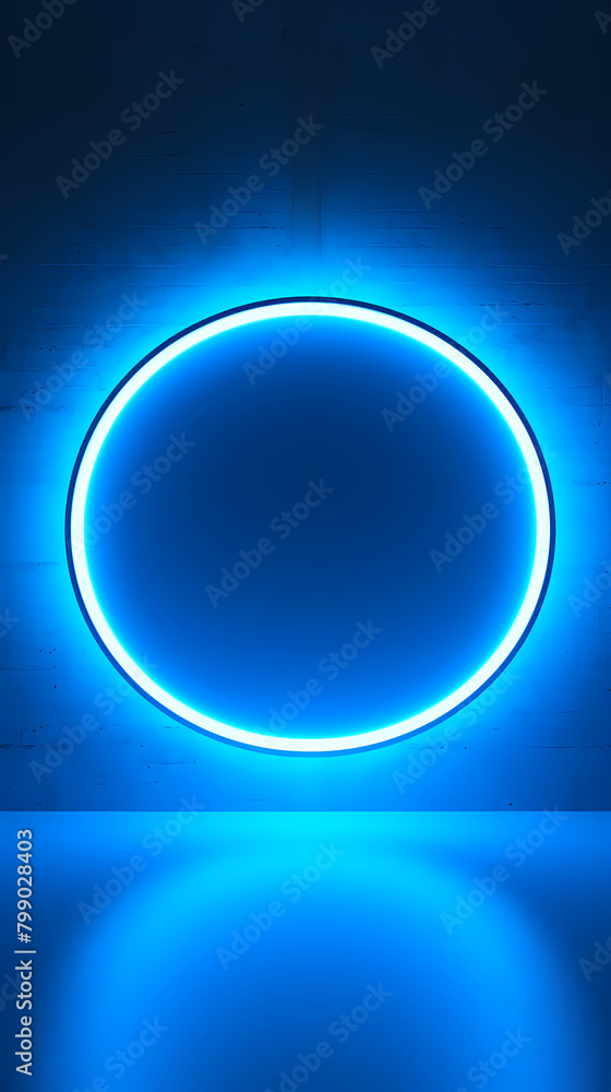 Abstract blue tech neon round frame Abstract blue tech neon round frame
