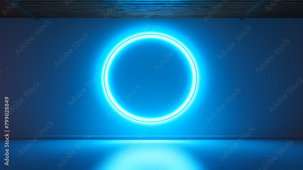 Abstract blue tech neon round frame Abstract blue tech neon round frame