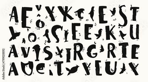 Modern latin font or decorative english alphabet ha