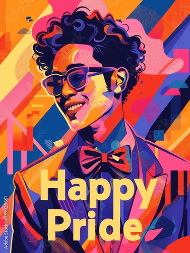 illustration with text to commemorate Happy Pride 