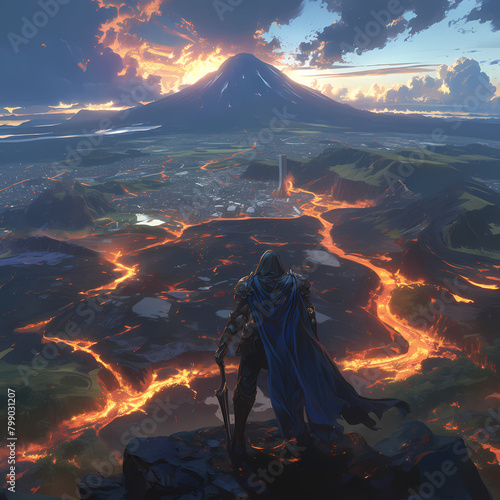 Ancient volcanic landscape unfolds, inviting exploration and discovery. This dramatic scene captures the essence of nature's raw beauty and power, evoking a sense of awe and wanderlust in onlookers.