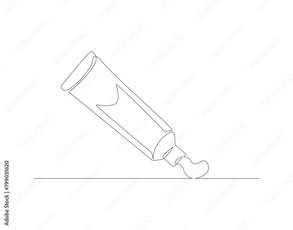 Continuous line drawing of toothpaste tube. One line of toothpaste. Dental health concept continuous line art. Editable outline. Continuous line drawing of toothpaste tube. One line of toothpaste. Dental health concept continuous line art. Editable outline.