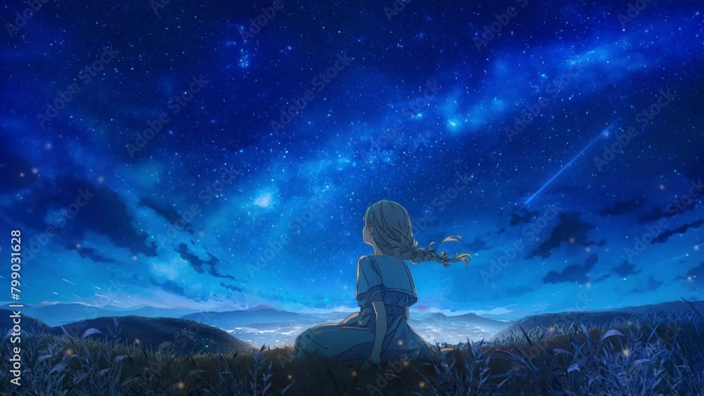 星空を見る少女 星空を見る少女