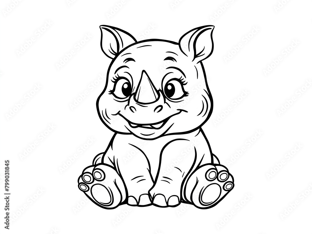 illustration rhino line art design 