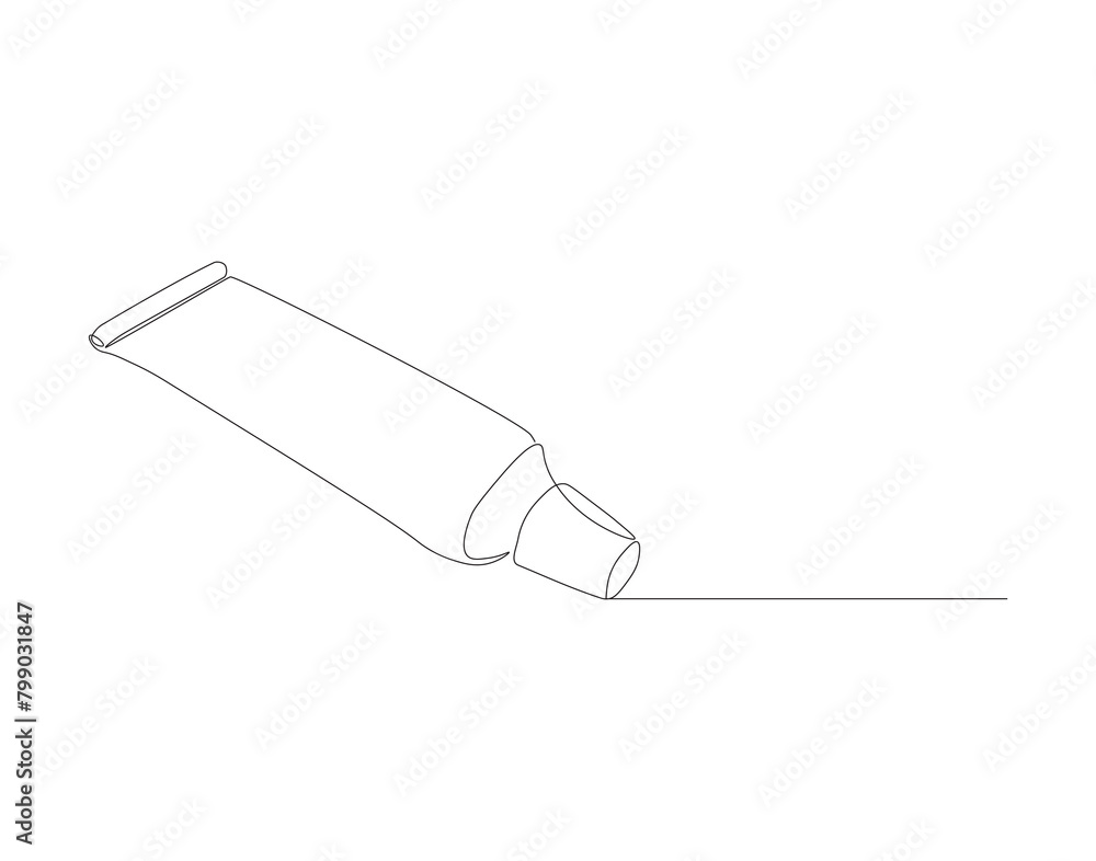 Continuous line drawing of toothpaste tube. One line of toothpaste. Dental health concept continuous line art. Editable outline. Continuous line drawing of toothpaste tube. One line of toothpaste. Dental health concept continuous line art. Editable outline.