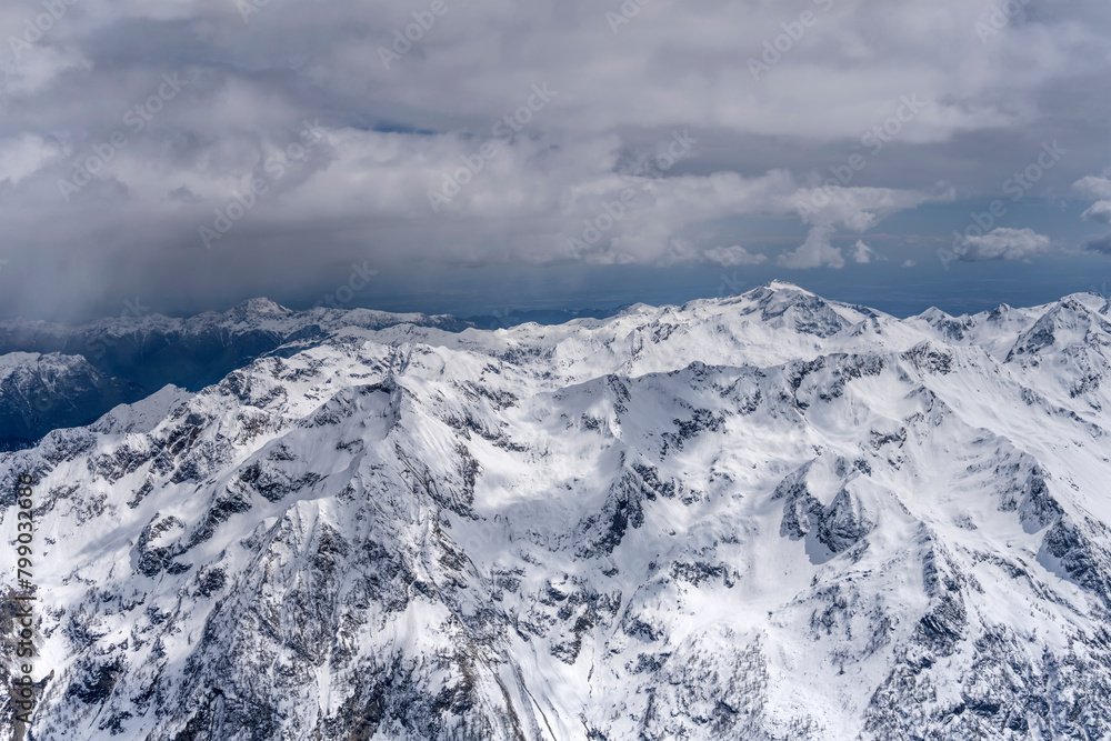 Corno Rosso peak snowy slopes in Sesia valley, Italy