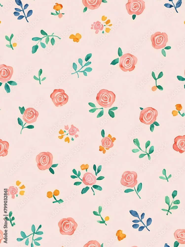 Beautiful rose watercolor wallpaper pattern