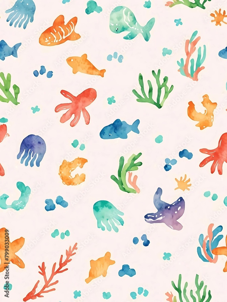 Obraz premium watercolor undersea wallpaper background