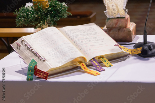 altar in the old catholic church photo