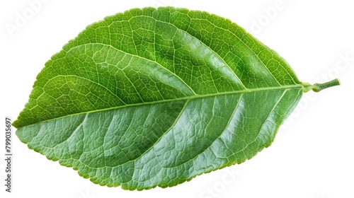 Isolated lemon leaf on white background with clipping path