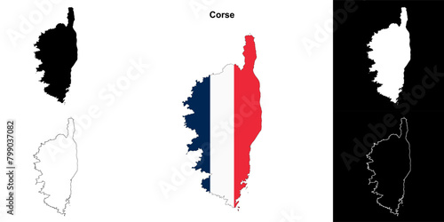 Corse region outline map set