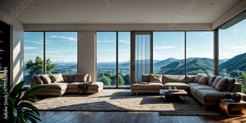 modern living room interior design with sofa and window © Rezhwan