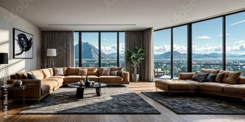 minimal modern living room interior design with sofa © Rezhwan