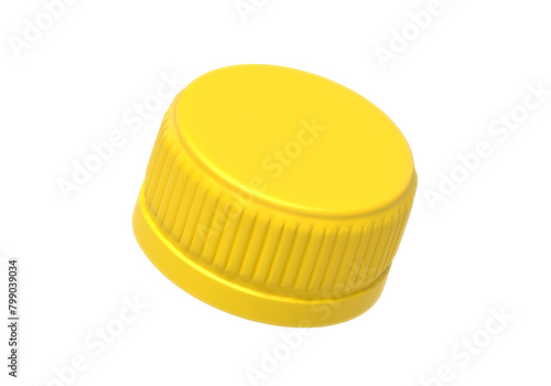 Yellow plastic bottle caps isolated on white background