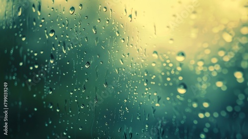 Raindrops on window glass close-up