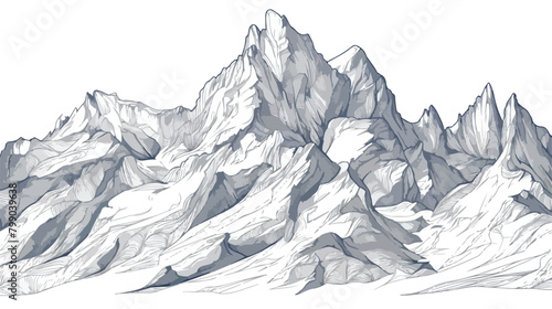 Mountain ridge or range hand drawn with contour lin