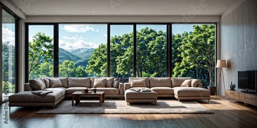 minimal modern living room interior design with sofa © Rezhwan