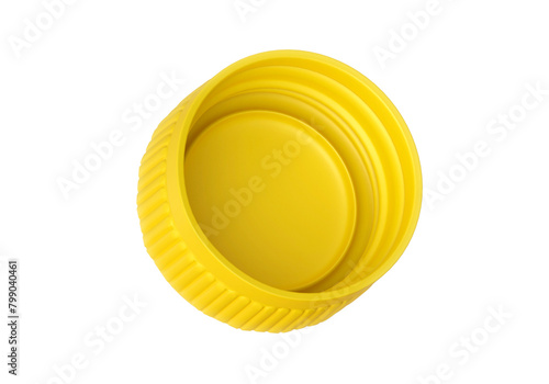 Yellow plastic bottle caps, transparent background