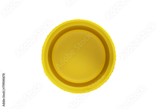 Yellow plastic bottle caps, transparent background