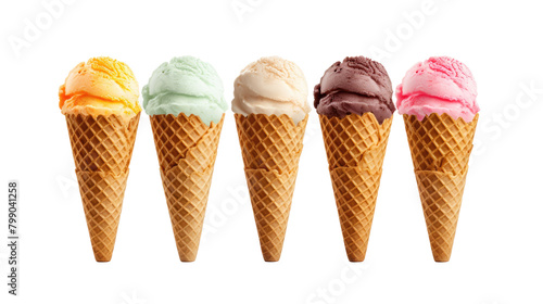 Ice cream on white isolated on clear png background and transparent background. food drink and dessert concept for cafe and restaurent, AI generative. 