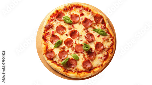 pizza on white isolated on clear png background and transparent background. food drink and dessert concept for cafe and restaurent, AI generative. 