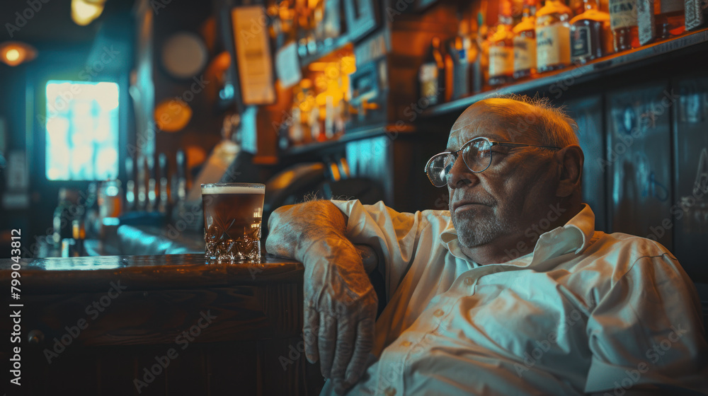 Old tired alcoholic in pub Old tired alcoholic in pub