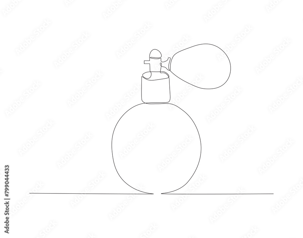 Continuous line drawing of perfume bottle. One line of perfume spray. Fragrance concept continuous line art. Editable outline. Continuous line drawing of perfume bottle. One line of perfume spray. Fragrance concept continuous line art. Editable outline.