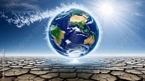 Global warming concept illustration, boiling earth, global warming, AI generated