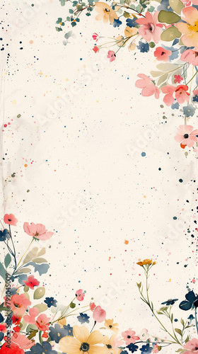 Floral border design on a speckled background