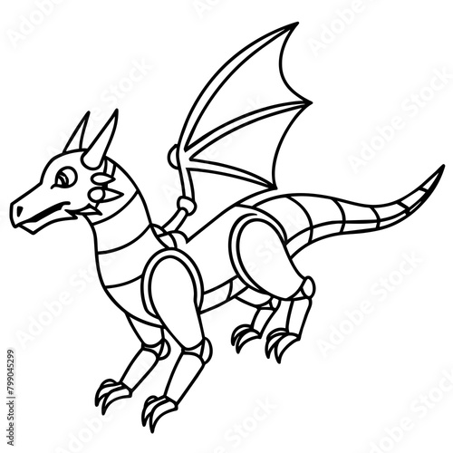 illustration of a cybernetic flying cartoon dragon - vector design - vector art - premium vector - latest vector design and illustration