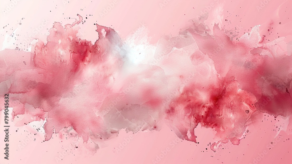 Abstract watercolor painting. Pink, red and white colors.