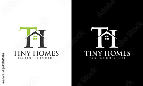 Creative Letter HT and TH Serif Home Logo. Suitable for any business related to house, real estate, construction, interior with HT or TH initials.