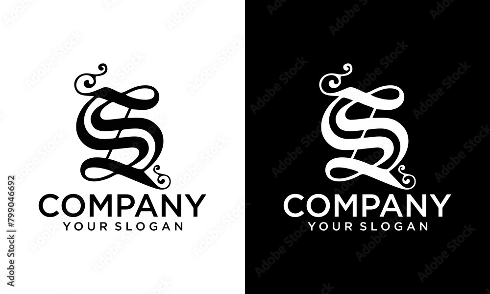 Creative Minimal Innovative Initial S logo and S logo. Letter S creative elegant Monogram. Premium Business S logo icon. White color on black background