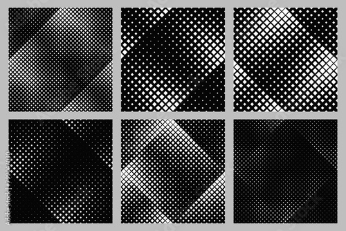 Abstract seamless geometrical square pattern background set -  vector design