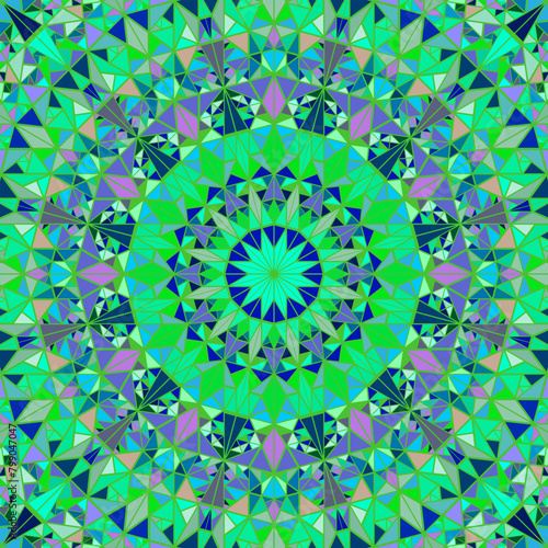Geometrical mosaic pattern background design - psychedelic colorful circular vector illustration from triangle polygons