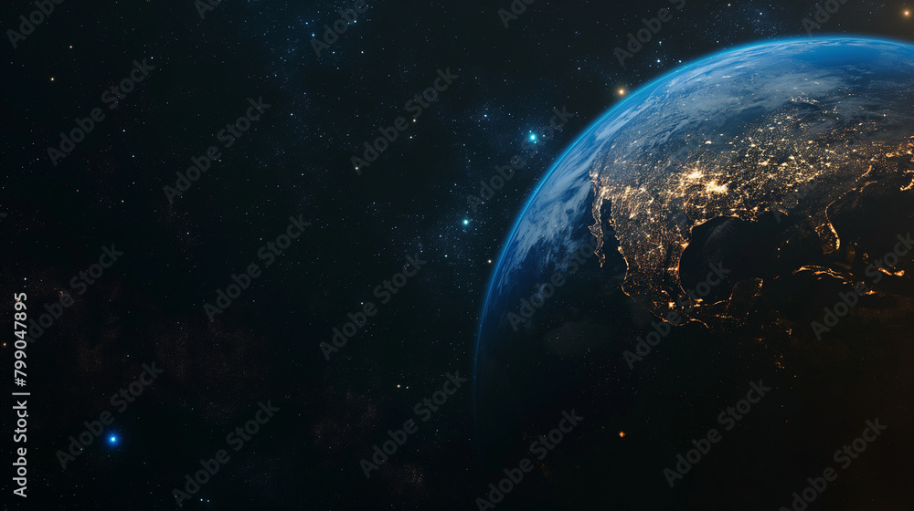 Nightly planet earth in dark outer space Nightly planet earth in dark outer space