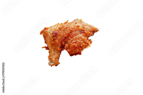 Crispy fried chicken thighs on a white background