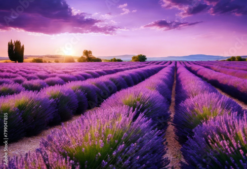 lavender summer violet field sky Sunset lavender field Provence Sunset France