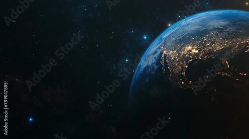 Nightly planet earth in dark outer space