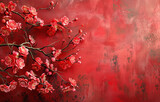 Red Flowers Blooming on Red Background