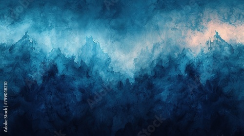 Abstract blue watercolor background. Dark blue watercolor texture. © Man888