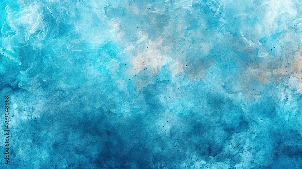 Abstract blue watercolor background with light splashes and dark spots