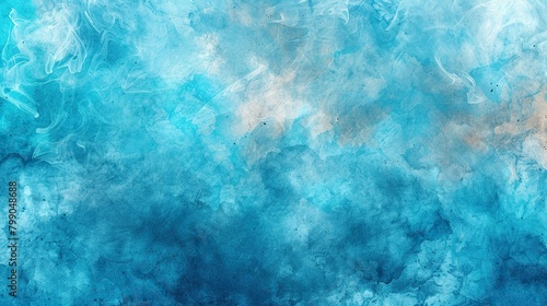 Abstract blue watercolor background with light splashes and dark spots