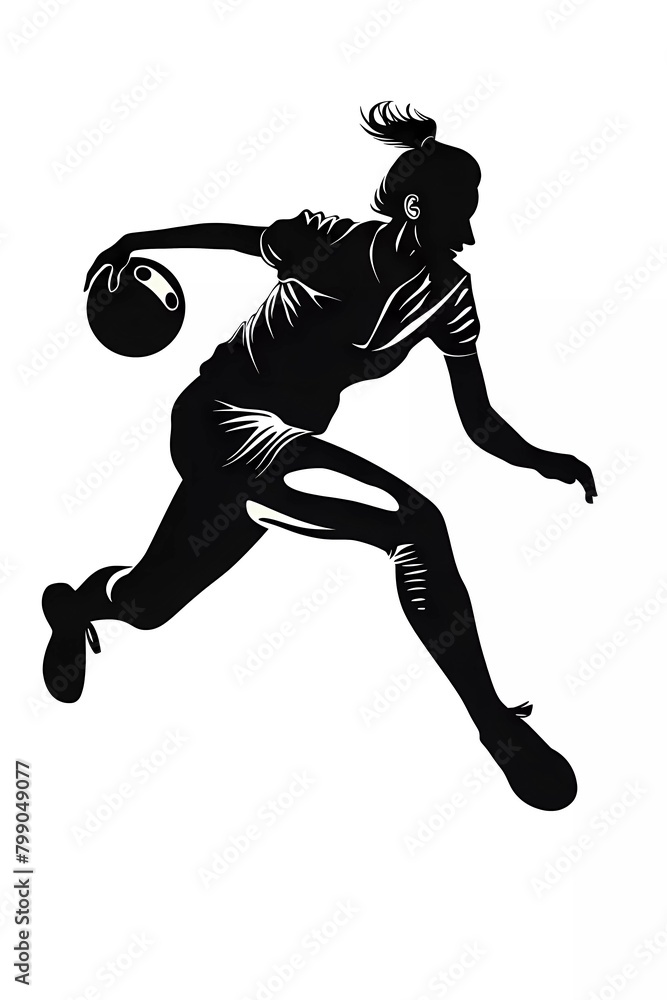 Silhouette of female bowling athlete on isolated white background. vector illustration. Silhouette of female bowling athlete on isolated white background. vector illustration.