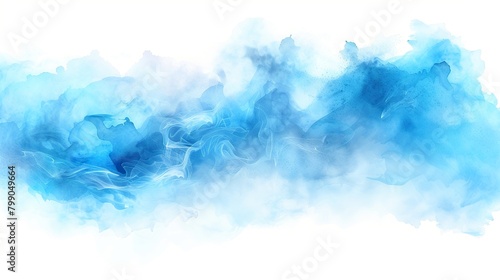 Abstract blue watercolor background. Watercolor brush strokes. Blue watercolor stain.