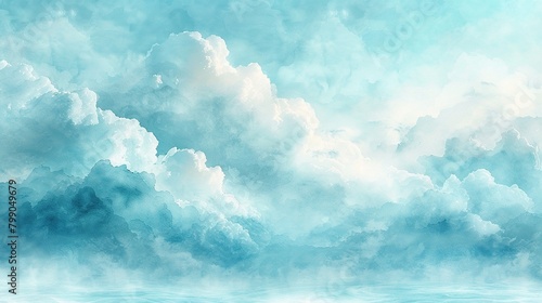 Blue and white cloudscape with a painterly quality. photo