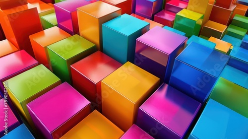 Group of Brightly Colored Cubes in a Room