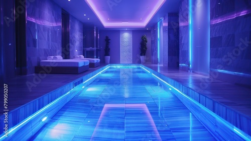 Wallpaper Mural Grand Indoor Swimming Pool With Blue Lighting Torontodigital.ca